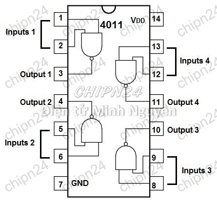 [3 con] (DIP) IC CD4011 DIP-14 (CD4011BE) (IC Cổng NAND (4 Cổng NAND 2 ngõ vào)) - HH000421