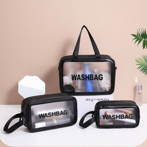SET 3 Túi đựng mỹ phẩm du lịch bằng nhựa PVC trong suốt WAHSBAG