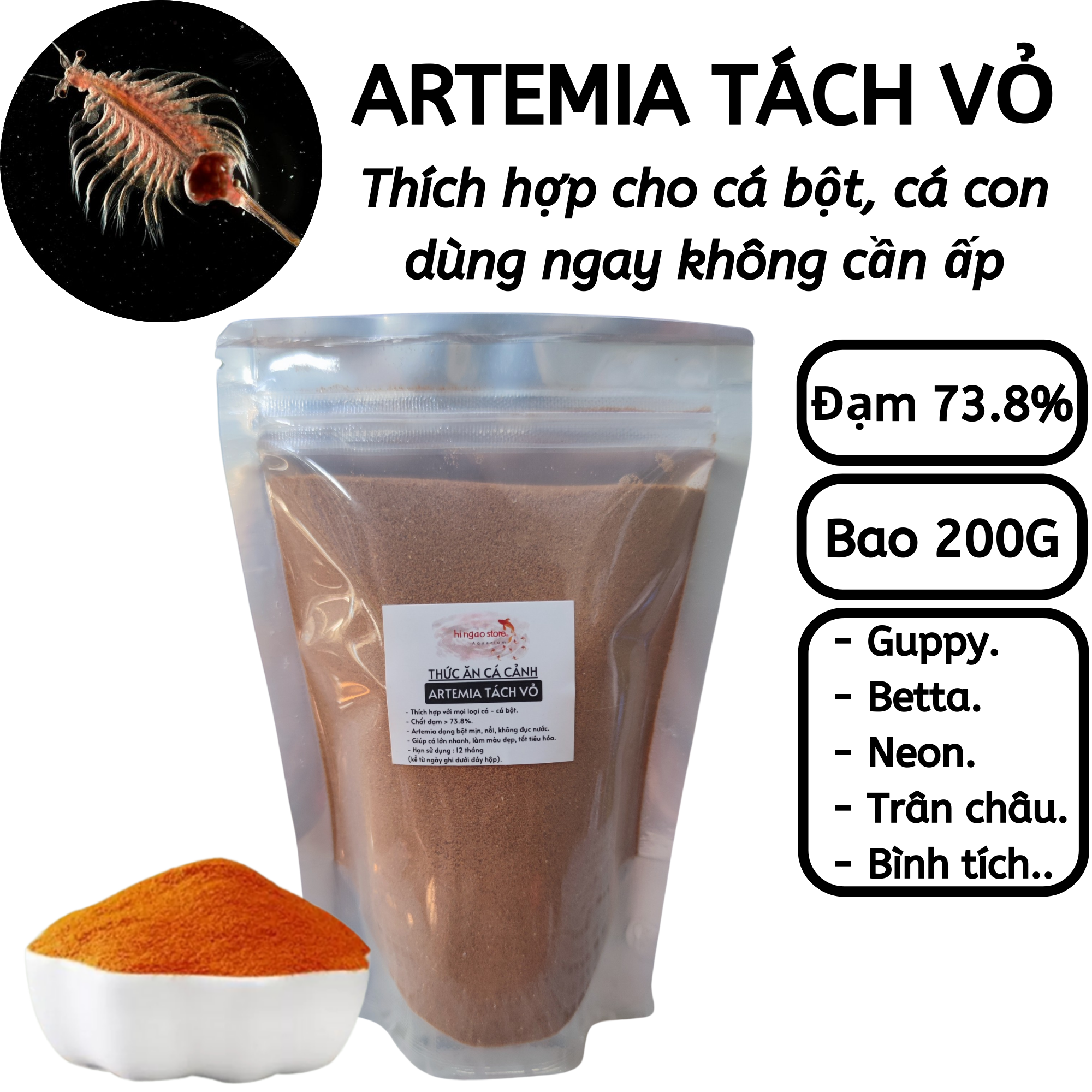 Artemia, 200g dried food (for now) Guppy, Betta, neon, sputtering-ornamental fish food | Hingaostore.