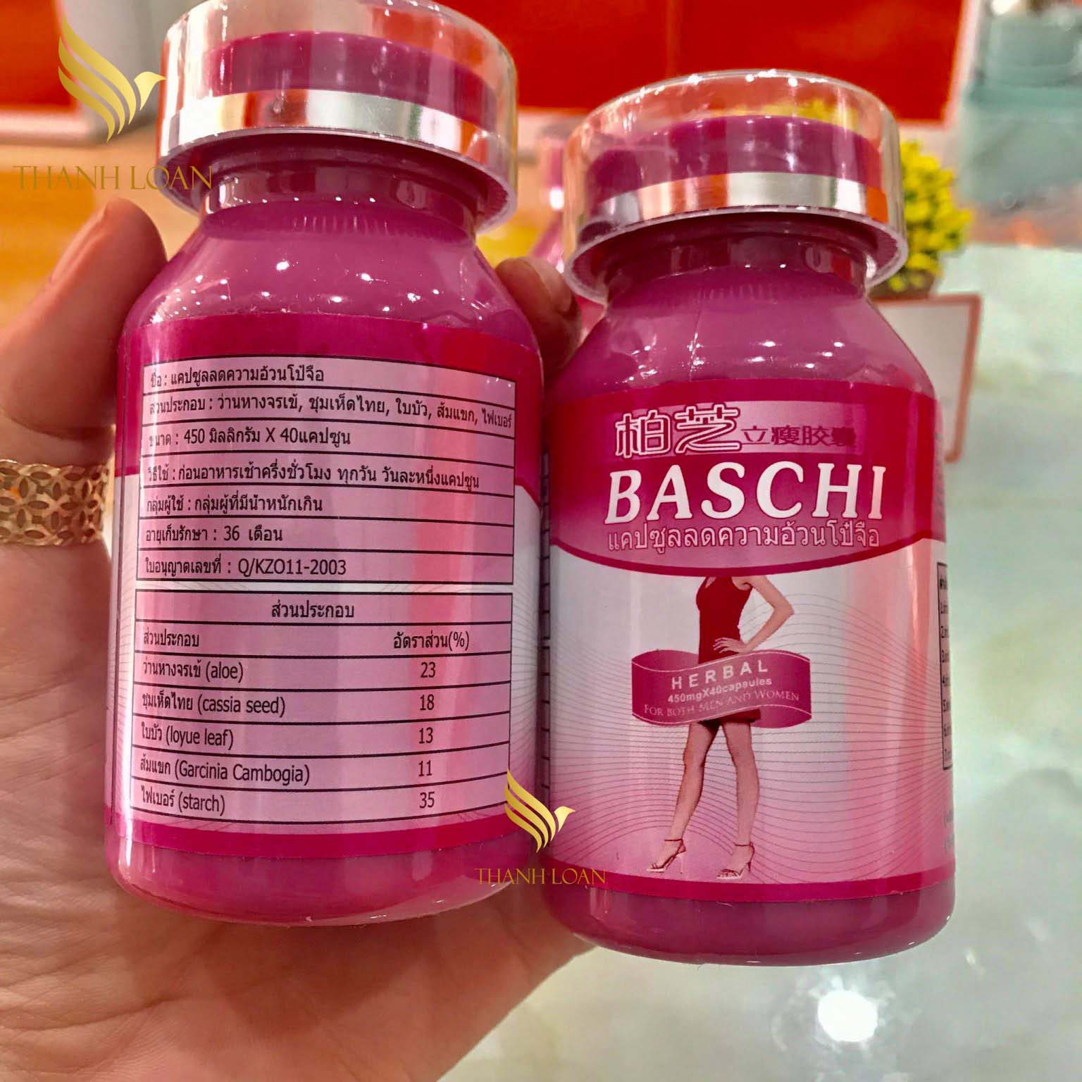 giảm cân Baschi hồng Thái Lan chính hãng lọ 40 viên