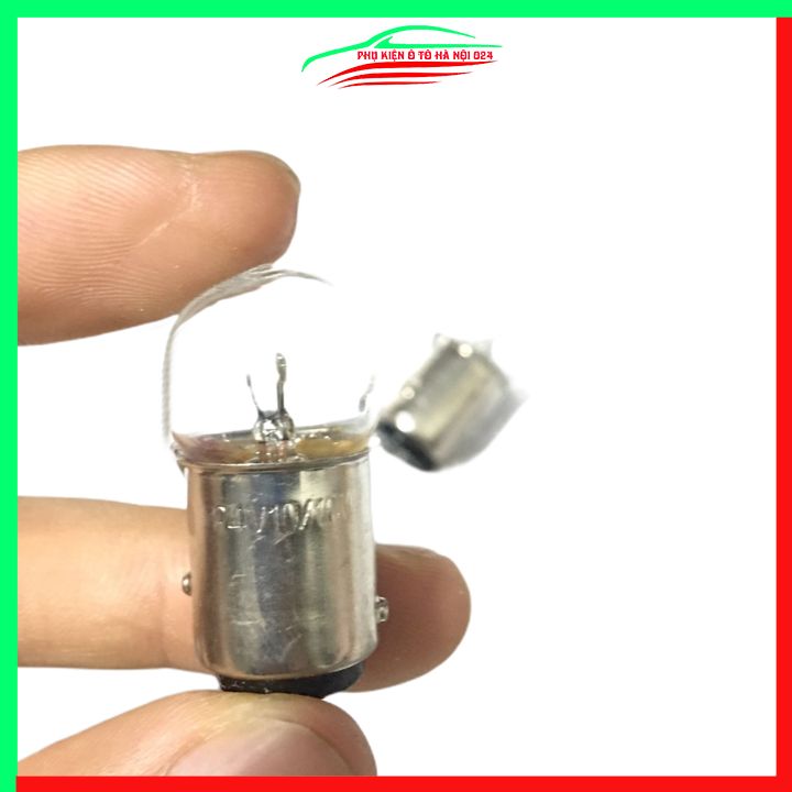 Bóng đèn phanh đèn thắng xi nhan ô tô, xe máy đui cài 2 tóc 10w 24v chân cài lệch hàng Sun Shing