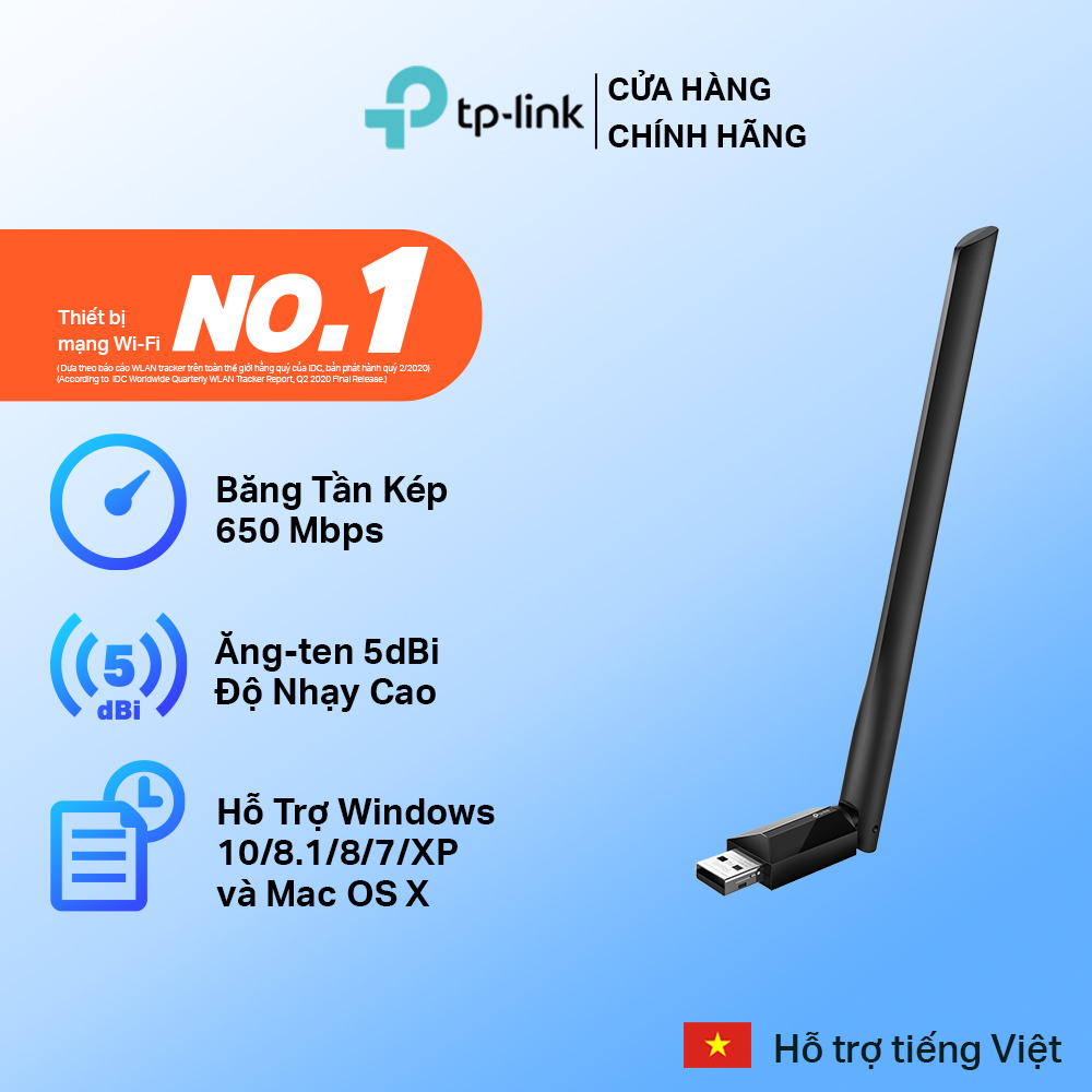 [🔥Bán Chạy🔥] Bộ Chuyển Đổi USB Wifi TP-Link Archer T2U Plus Chuẩn AC600 Mbps