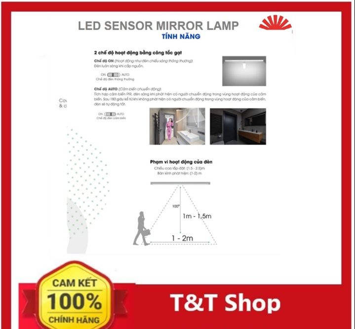 Đèn led chiếu gương cảm biến 8W Rạng Đông.