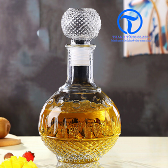 Chai Đựng Rươu Thủy Tinh  Bầu Tròn Chấm Bi 950ml