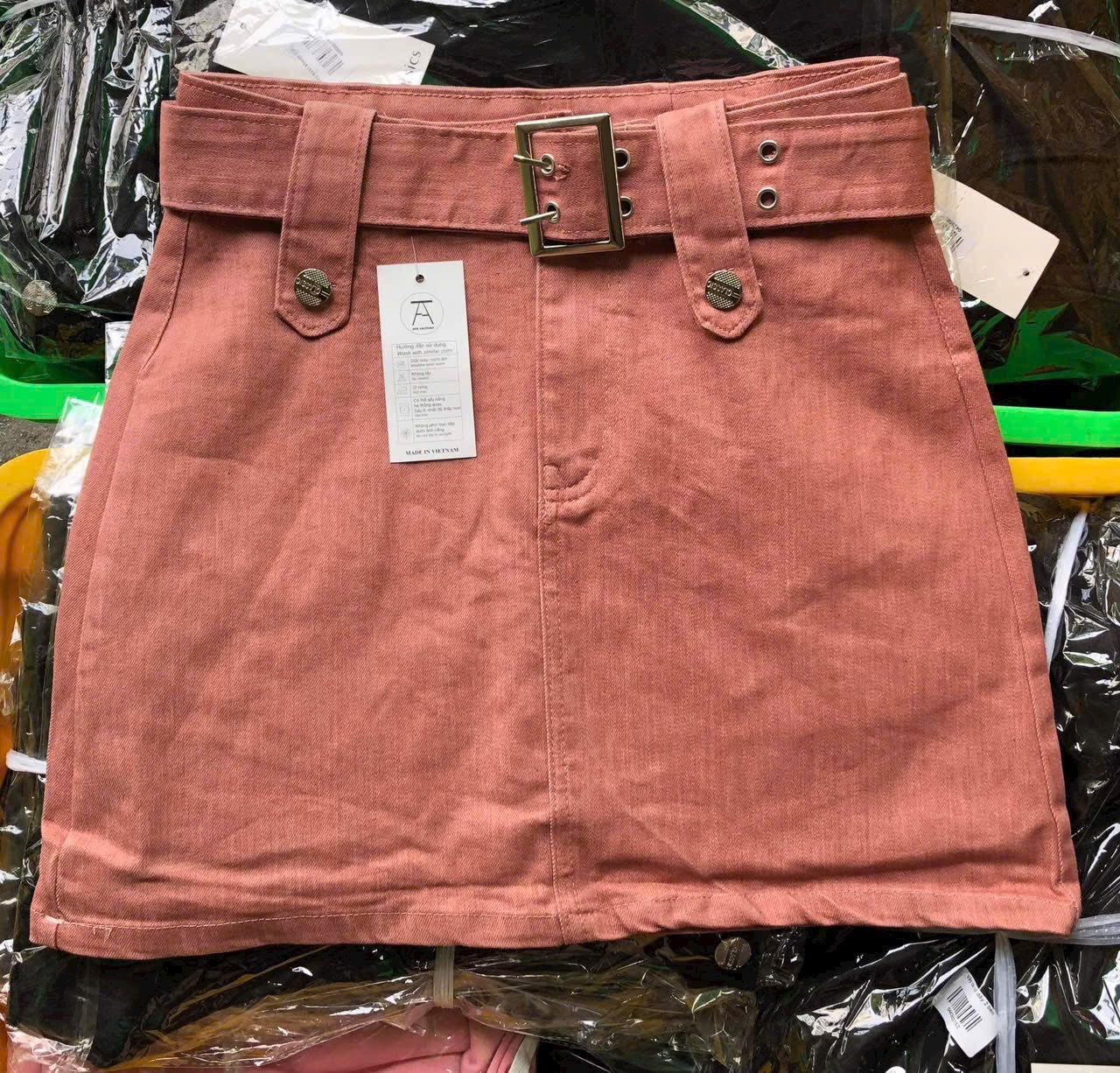 Chân váy kaki nữ phối thắt lưng đi kèm quần bảo hộ pk0 / chân váy kaki kèm nịt có quần trong cực xinh