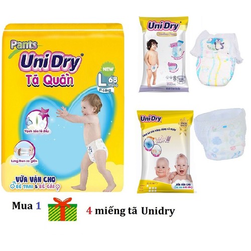 [Tặng thêm 8 miếng ] Tã quần Unidry size M60-L54