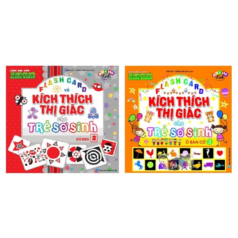 Mua Combo thẻ kích thích thị giác cho trẻ sơ sinh bộ 2 +3 ( Đỏ đen và Ô bàn cờ)