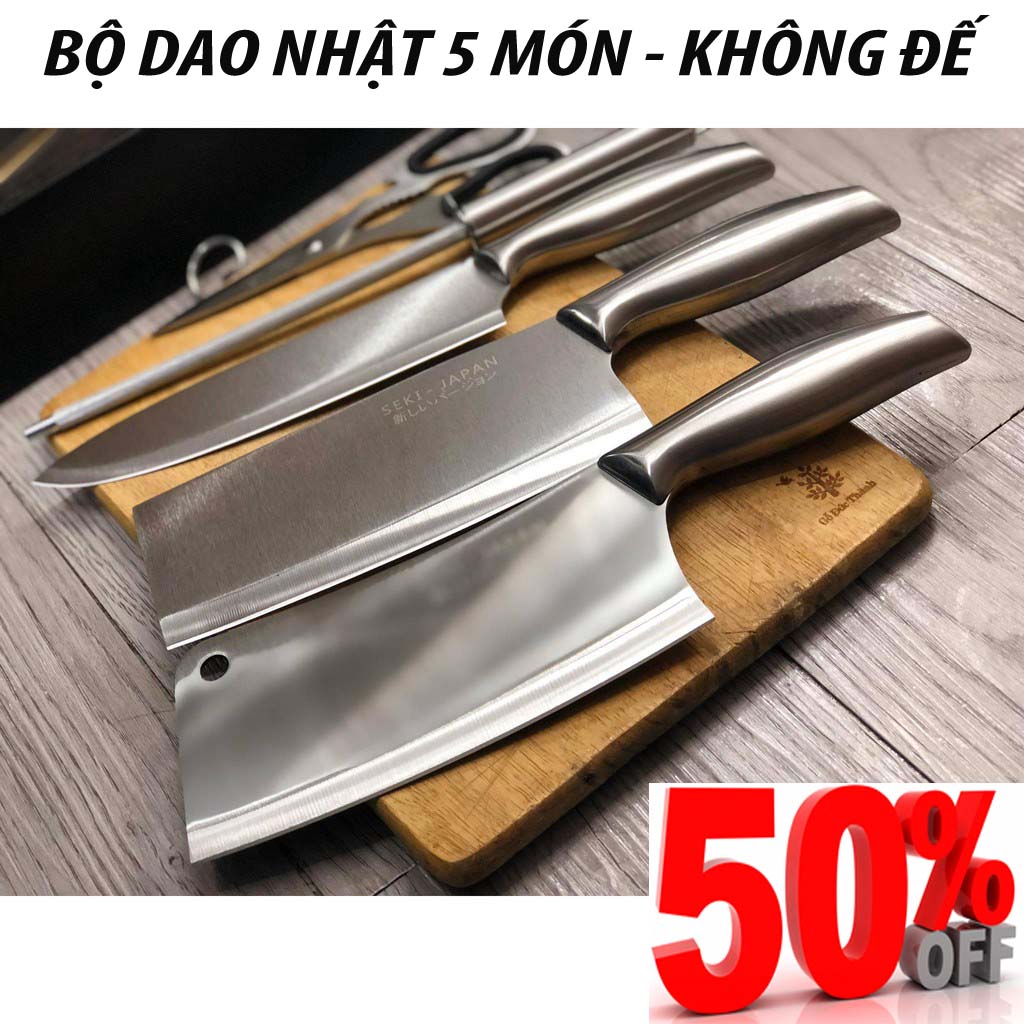 BÁO GIÁ Dao Làm Bếp Nhật Bản | Shopee Lazada Sendo Tiki mới nhất 68 BỘ DAO NHẬT 5 MÓN. BỘ DAO LÀM BẾP NHẬT BẢN CAO CẤP LÀM TỪ THÉP KHÔNG GỈ. BỘ DAO INOX GỒM DAO CHẶT XƯƠNG, DAO THÁI THỊT, DAO GỌT HOA QUẢ, KÉO, DỤNG CỤ MÀI - BẢO HÀNH 1 ĐỔI 1