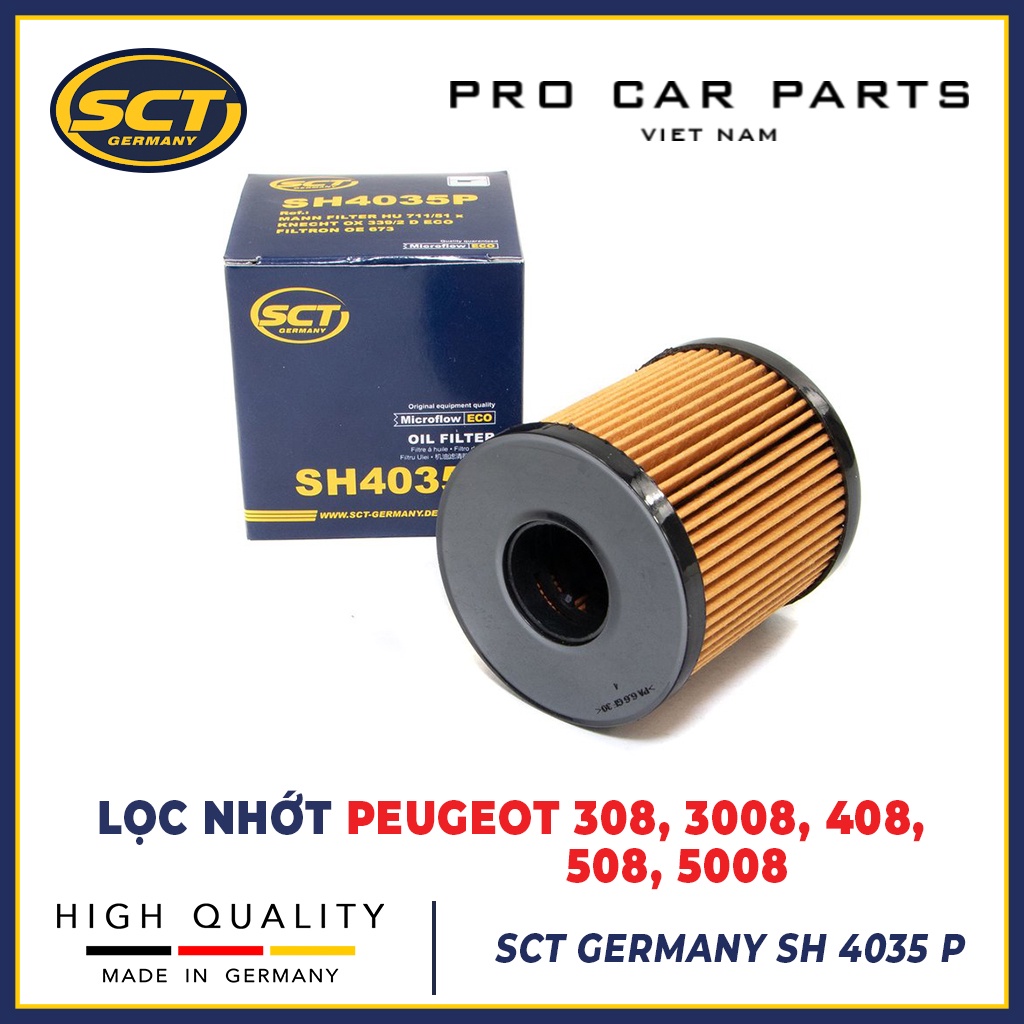 Lọc nhớt peugeot 308, 3008, 408, 508, 5008 sct germany sh 4035p