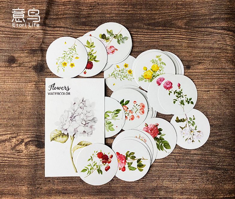 Bộ 46 Sticker Hàn Quốc Hoa Lá trang trí E33