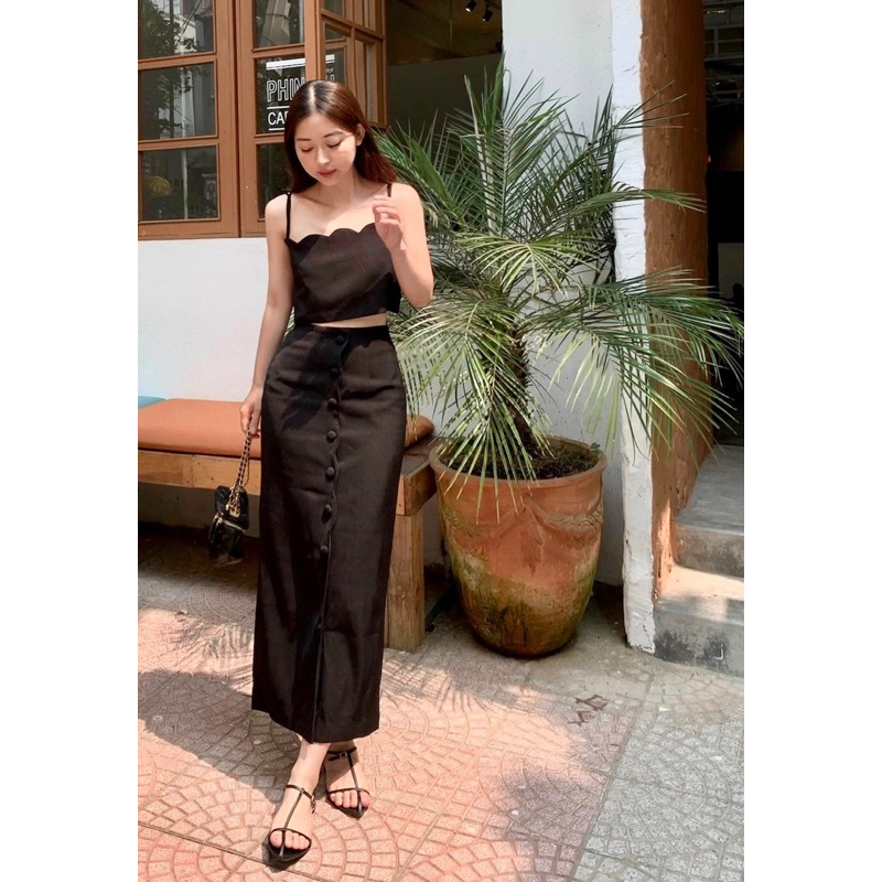 LILLIE | Set váy 2 dây đen mùa hè