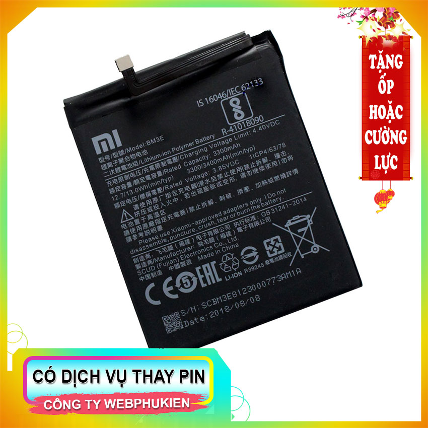 Pin webphukien cho Xiaomi Mi8 Mi 8 BM3E 3400mAh (Đen)