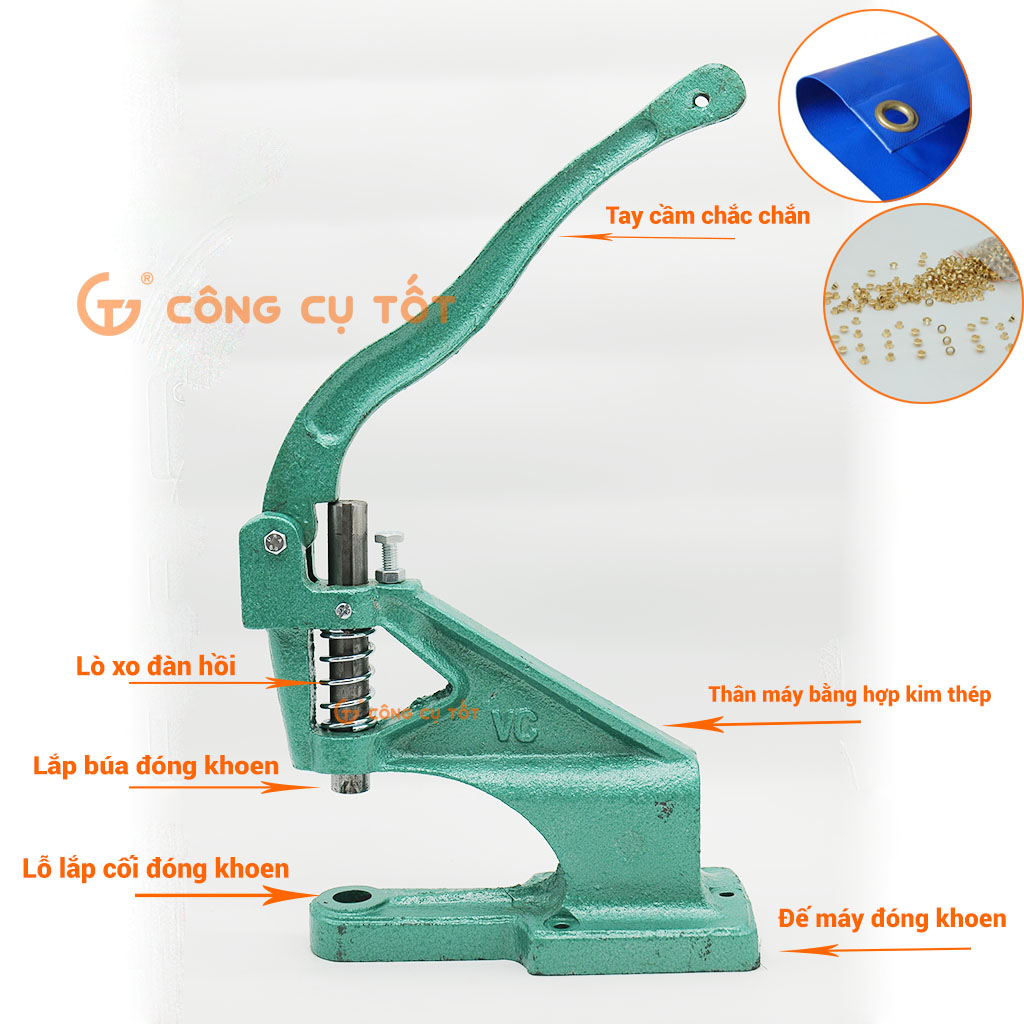 Máy đóng khoen bạt bằng tay GT371 ( chưa bao gồm cối đóng khoen) đến bấm lỗ