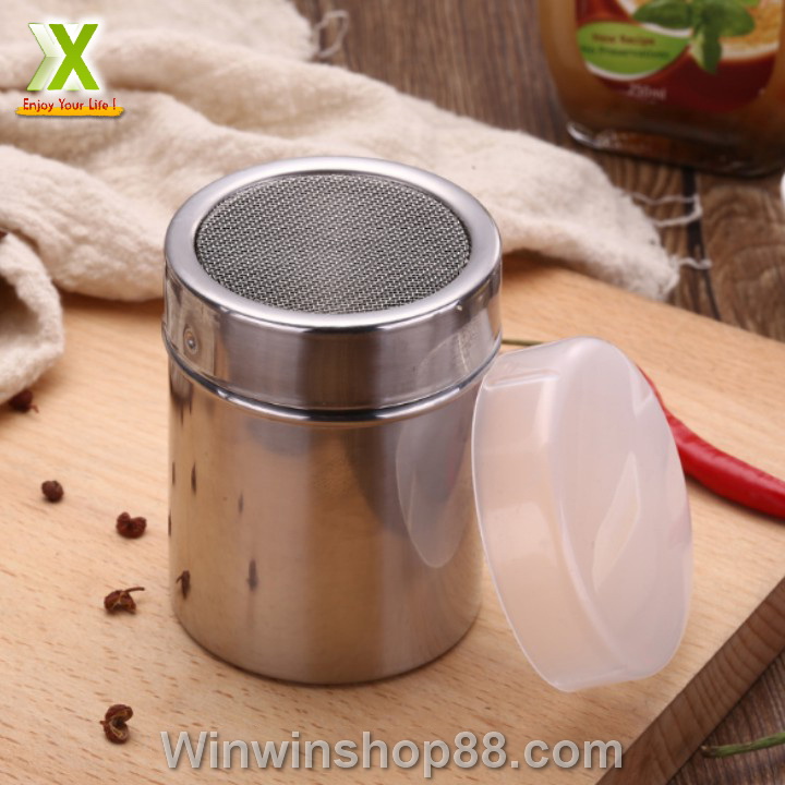 Lọ rắc bột ca cao, matcha chất liệu inox
