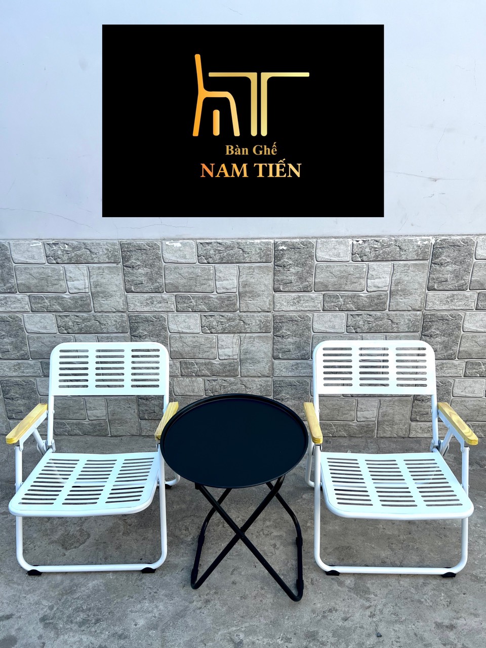 Combo 2 ghế sắt cnc + 1 bàn trà chanh tròn sắt giá rẻ, ghế sắt cnc, bàn trà chanh gấp gọn