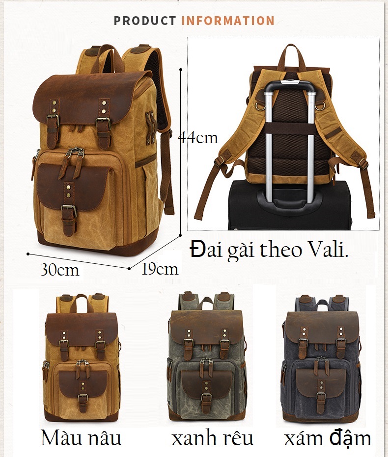 [HCM]Balo túi máy ảnh canvas Vintage.
