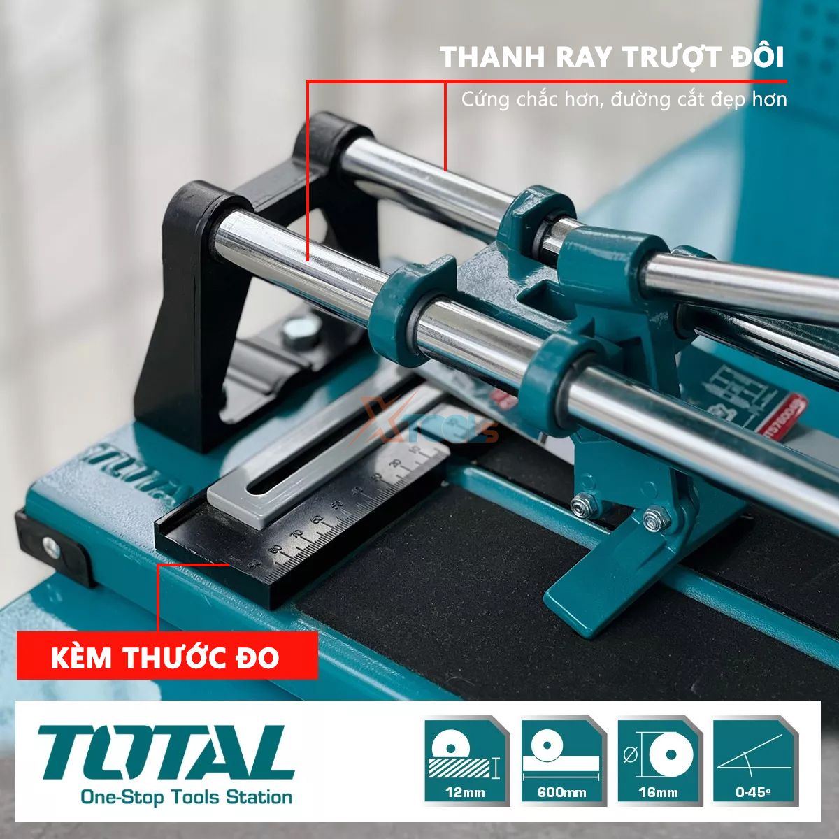 Bàn cắt gạch men đẩy tay TOTAL THT576004 dao cắt gạch chiều dài cắt 60-80cm thanh trục đôi tránh vỡ gạch khi cắt