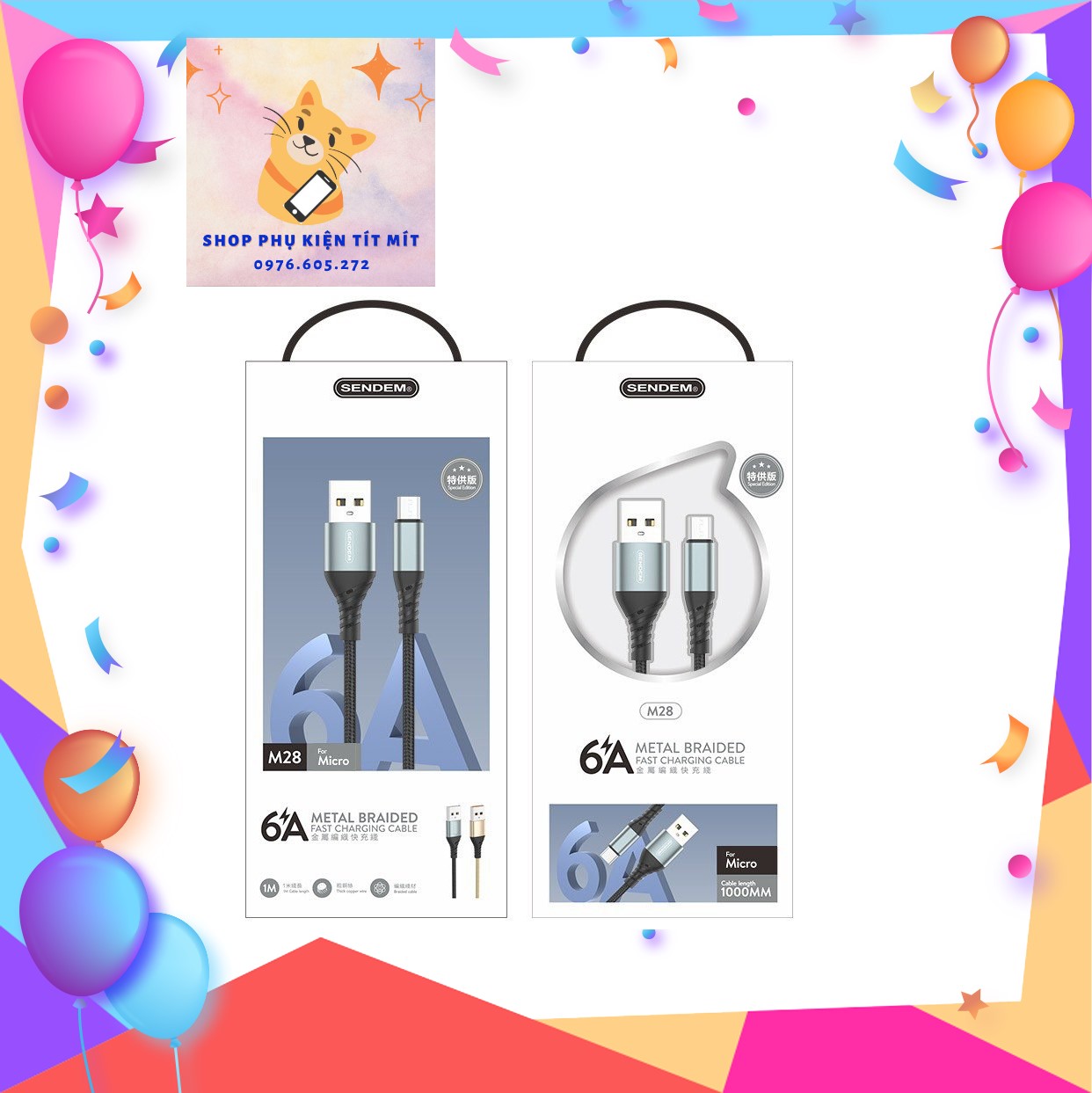 Dây cáp sạc nhanh M11s Sendem dây dù cho ip