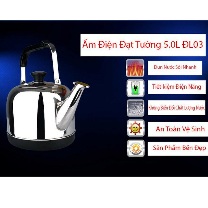 ẤM ĐUN SIÊU TỐC ĐẠT TƯỜNG 4L ĐẾ LIỀN TỰ NGẮT (VÒI DÀI)