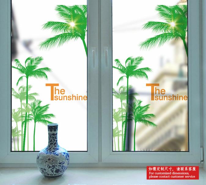 [HCM]Decal Dán Kính Cao Cấp - Cây Dừa xanh ( 60 X116 )-DK1022