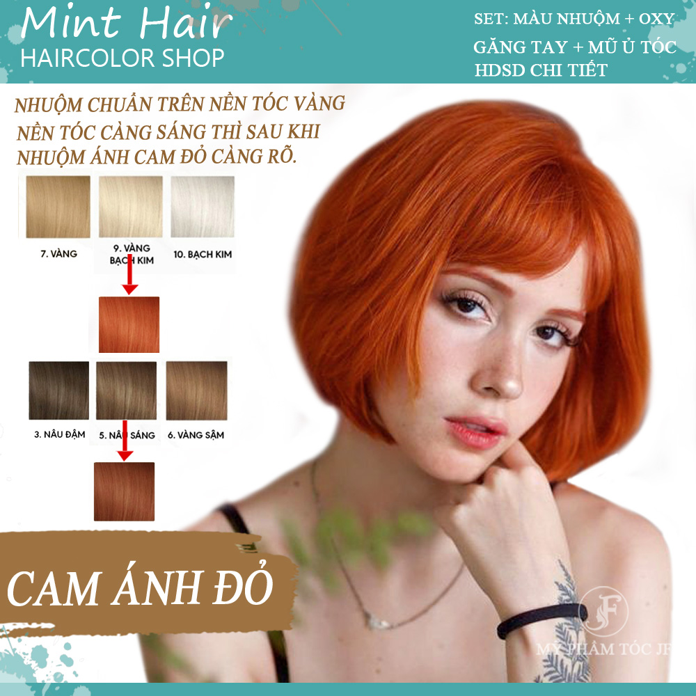 Kem nhuộm tóc thảo dược màu cam ánh đỏ - nhuộm trên nền tóc tẩy, tặng oxy