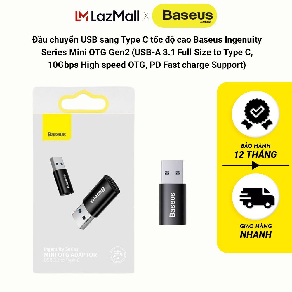 Đầu chuyển USB sang Type C Baseus Ingenuity Series Mini OTG Gen2