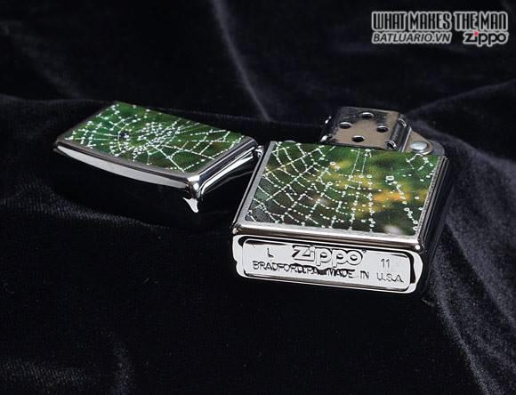 Bật lửa zippo 28285 - Bật lửa zippo Spider Web Rain Drops Brushed Chrome