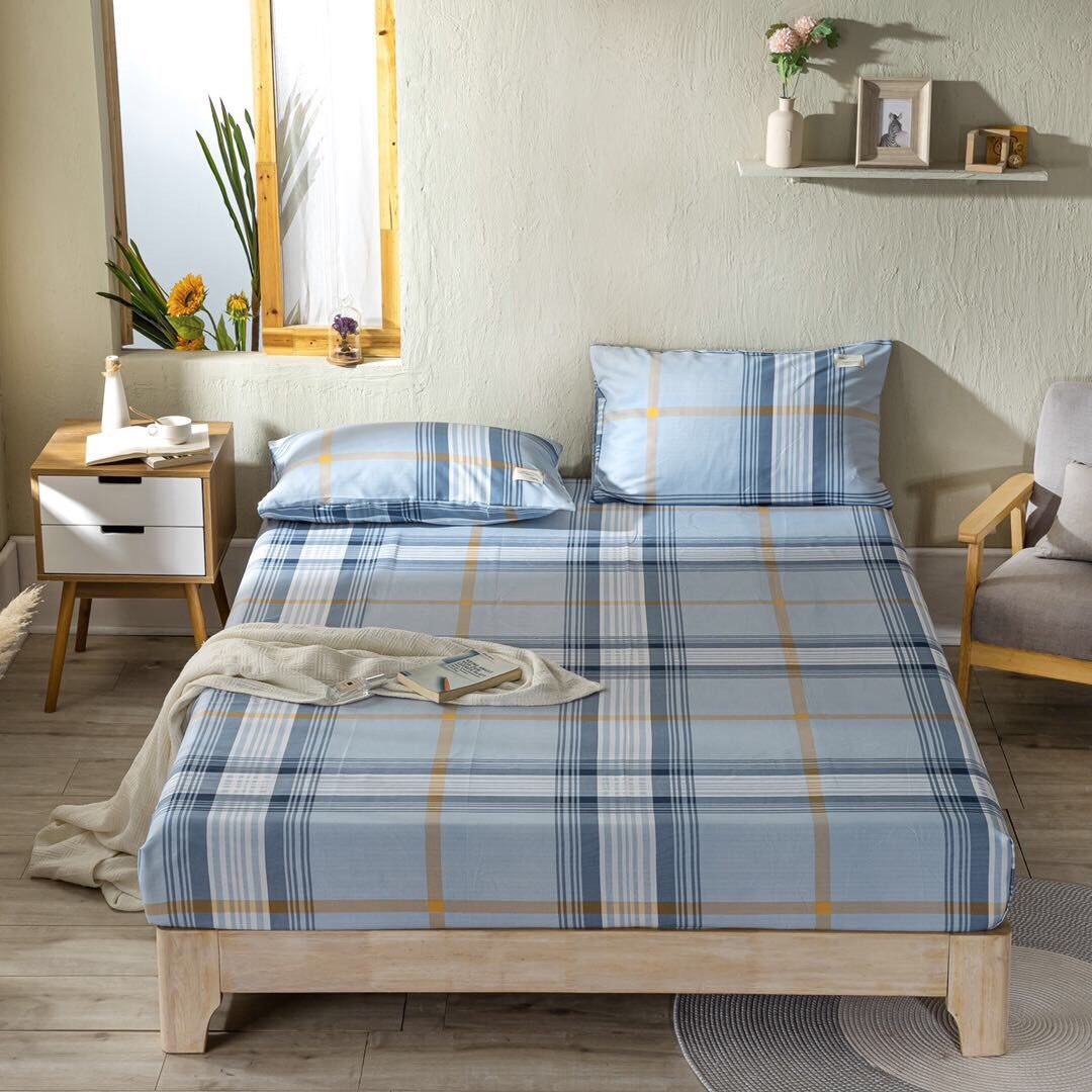 Bộ Ga Gối Cotton Tici Kẻ , Chất Liệu Mềm Mát