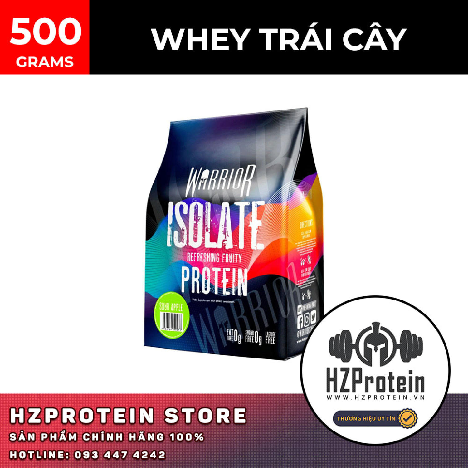 Warrior isolate whey protein - fruit flavored, 0 carb, 0 sugar, ultimate deliciousness - 500g"