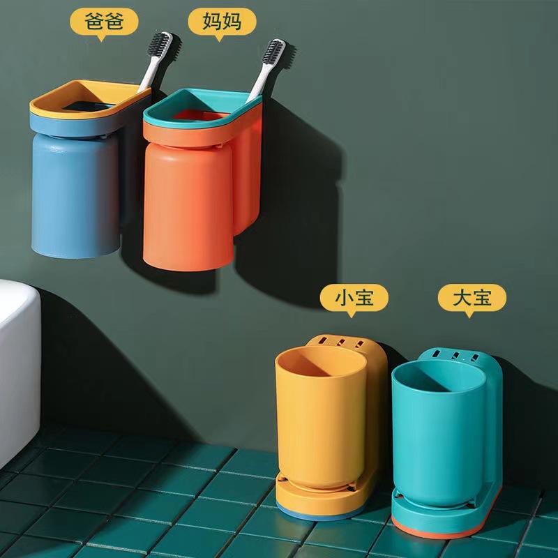 Giá Đựng Bàn Chải, Kem Đánh Răng Kèm Cốc Treo ÚP NGƯỢC - Kệ Đựng Bàn Chải Có Cốc Súc Miệng