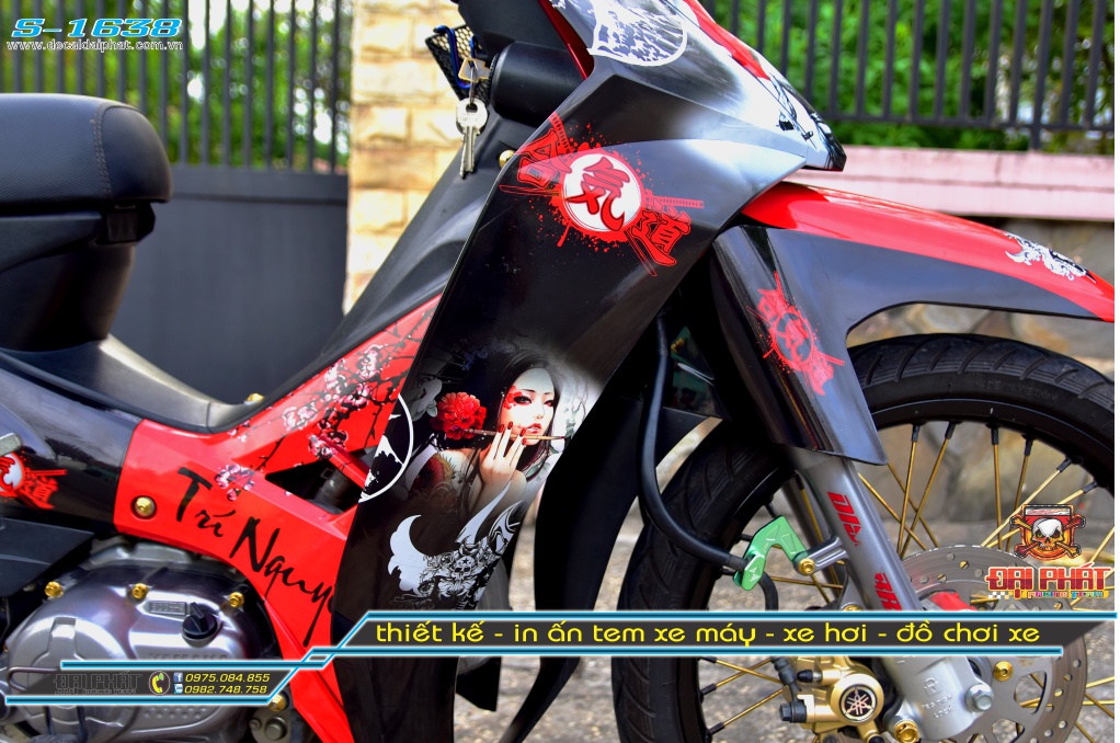 Tem Trùm Xe Sirius Samurai Đỏ Đen
