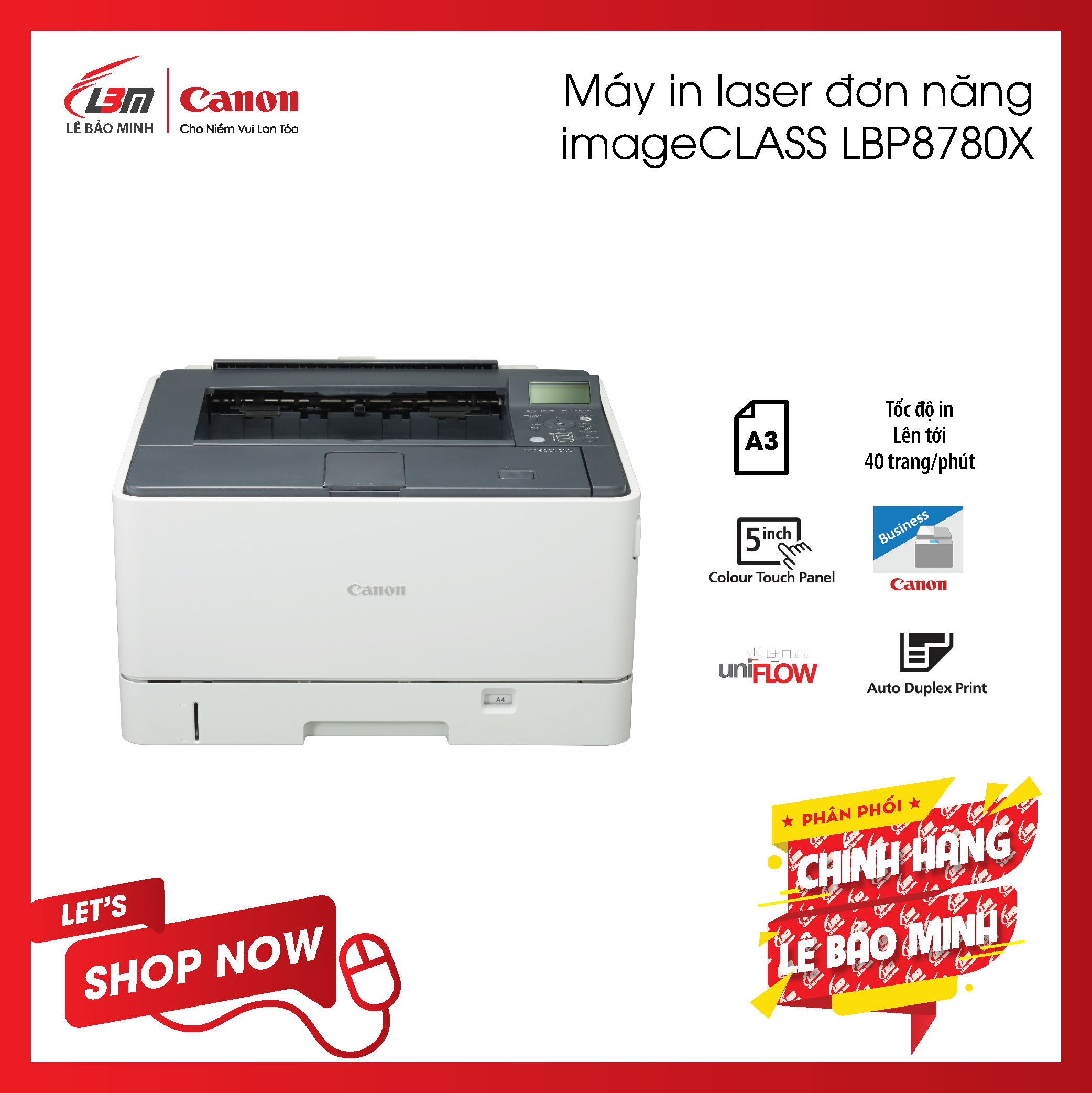 Máy in laser đơn năng Canon LBP8780X - Khổ A3 - Hàng chính hãng Lê Bảo Minh