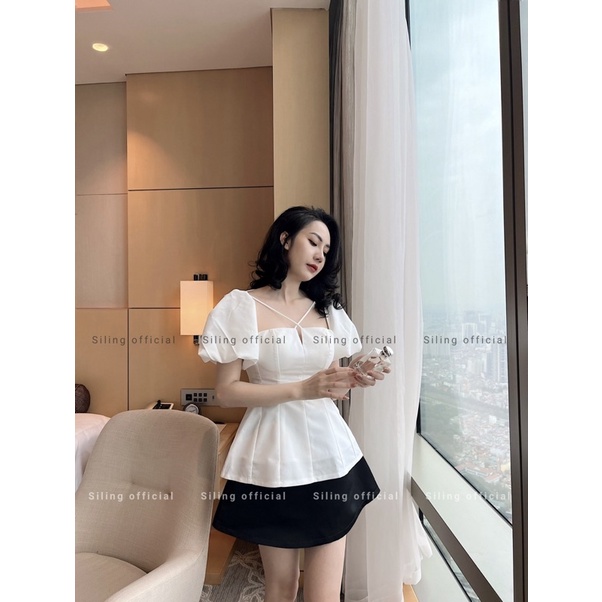 [Mã LAZFASHION42 - giảm 15% đơn từ 349k] Áo Tay Phồng Dây Chéo Thanh lịch - Katie Top