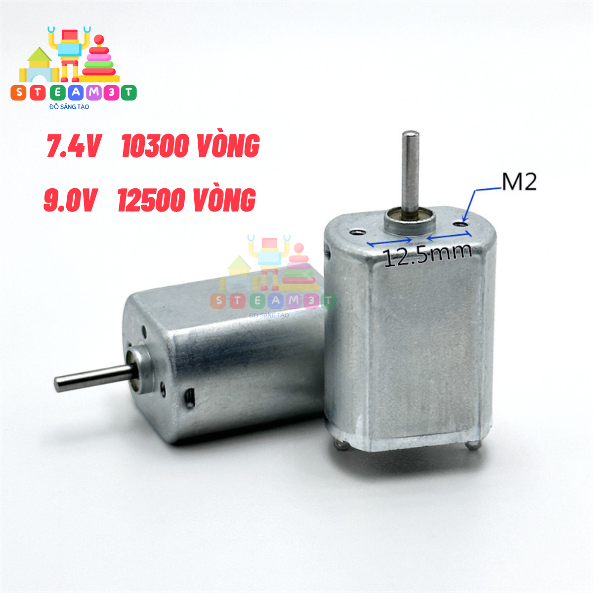 2 Mô tơ mini 130 mã 130SH kim loại cổ góp mạ bạc chất lượng cao 3V - 9V tốc độ 10000 RPM - LK0114