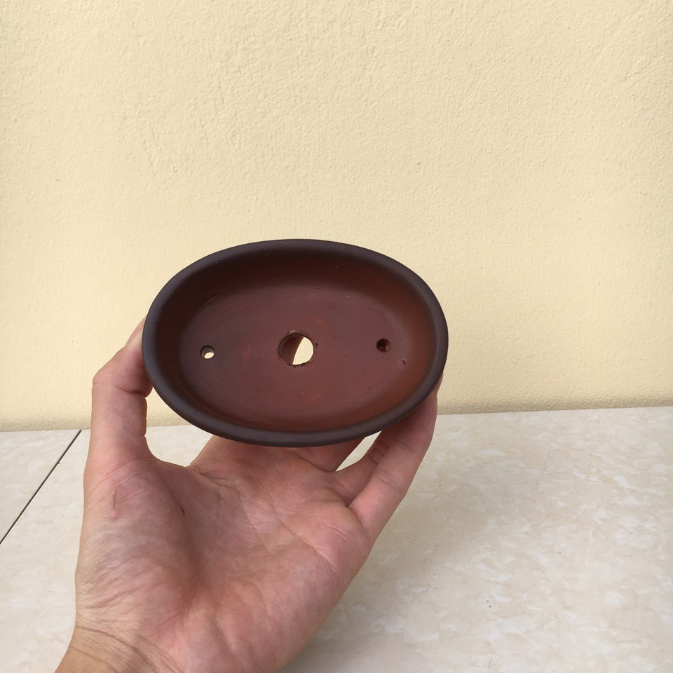 Chậu bonsai Ovan mini đất nung gốm Bát tràng 1 size BM-03