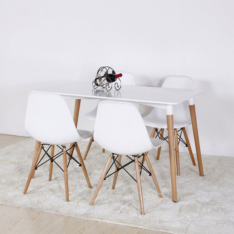 [Freeship][Trả góp 0%] Bộ bàn ăn IBIE Veron 4 - 6 ghế Eames chân gỗ đan, lưng nhựa cao cấp, tùy chọn màu sắc, phong cách hiện đại, hàng nhập khẩu loại 1
