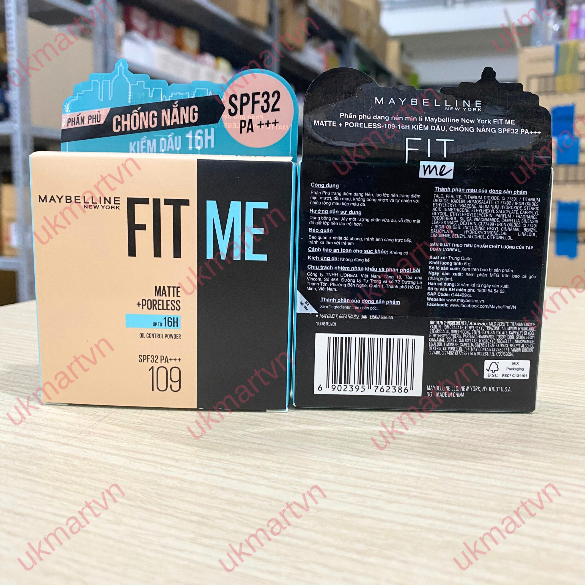 Phấn nền maybelline mịn nhẹ kiềm dầu chống nắng #109 6g
