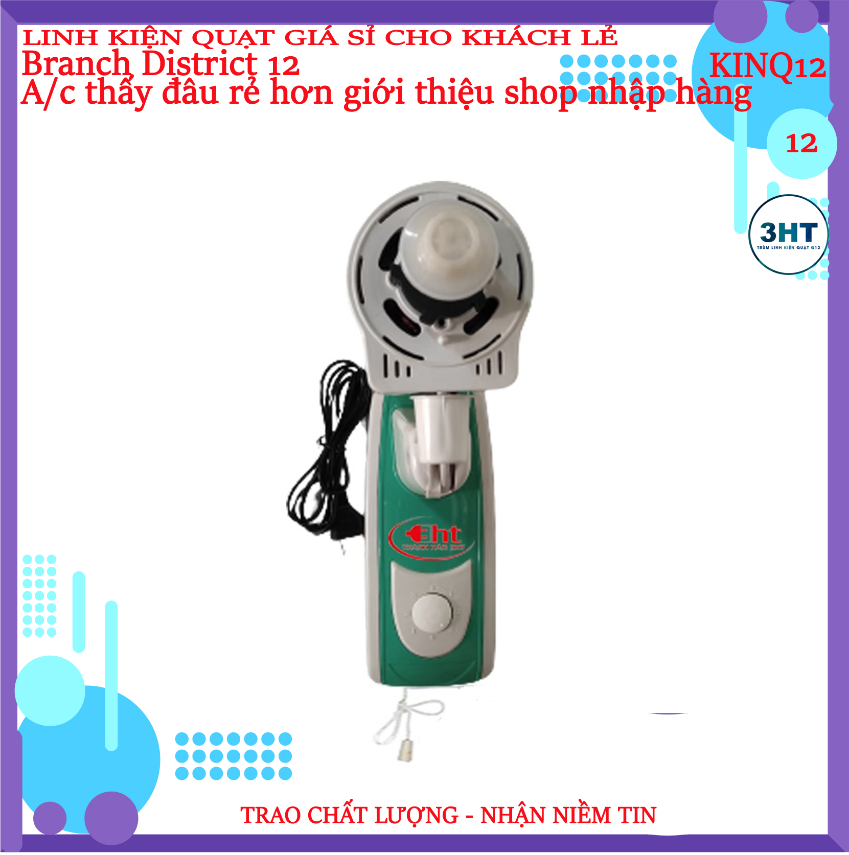 ĐẦU QUẠT TREO TƯỜNG 3HT- KO LÒNG CÁNH