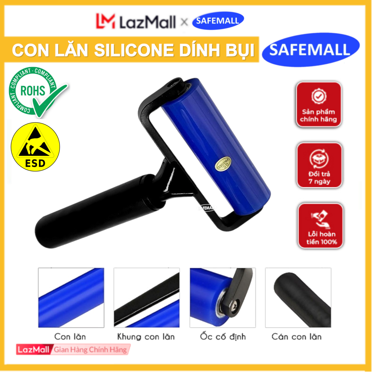 4 inch, 6 inch, 8 inch, 10 inch, 12 inch, electrostatic safemall anti-static cleaning roller roll, safemall electronic industry hot sale silicon gel roller set cleaning room-authentic safemall