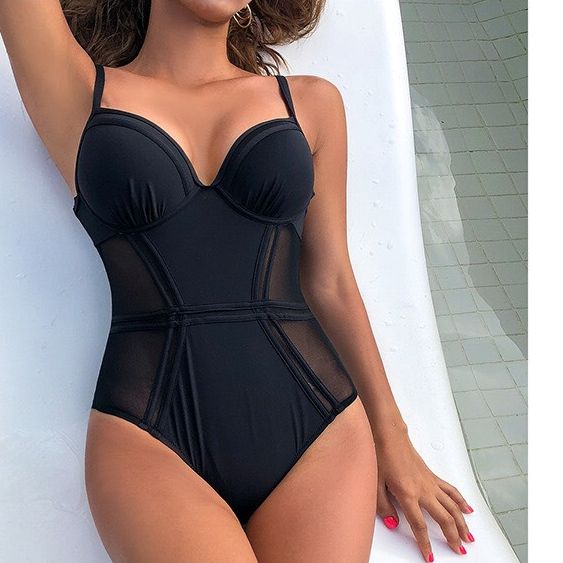 Bikini đồ bơi 1 mảnh có gọng phối lưới 2 bên eo