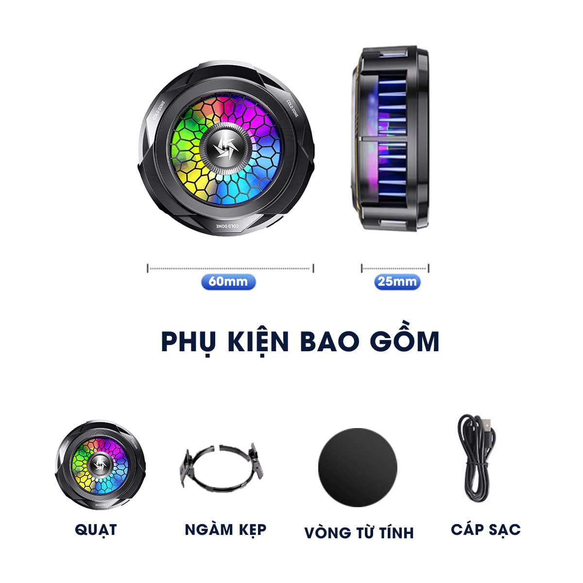 Quạt tản nhiệt điện thoại sò lạnh DL05 / DL10 / X111 / X65 / X60 Ultra / X29 / X12 Pro Max / S3 / S26 / Funcooler 3 / X100 / X15 Pro Max màn hình led đo nhiệt độ và đèn RGB gaming