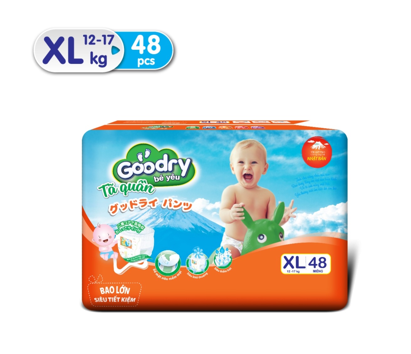 Tã quần Goodry M60/ L54/ XL48/ XXL44 miếng