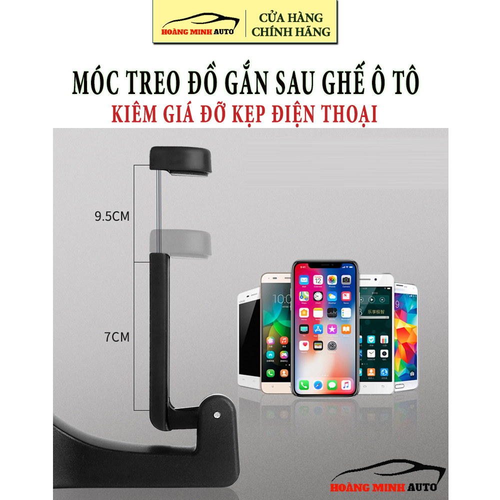 Móc Treo Đồ Gắn Sau Ghế Kiêm Kẹp Điện Thoại Cho Xe Ô Tô