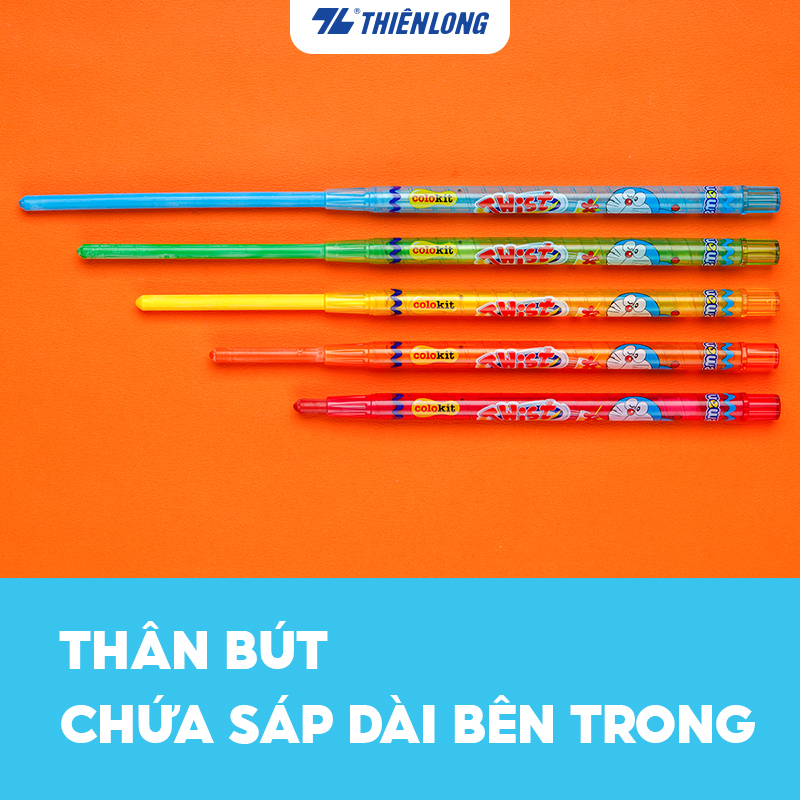 Bút sáp vặn 12 màu Colokit Doraemon TCR-C04/DO màu siêu đẹp, an toàn sử dụng