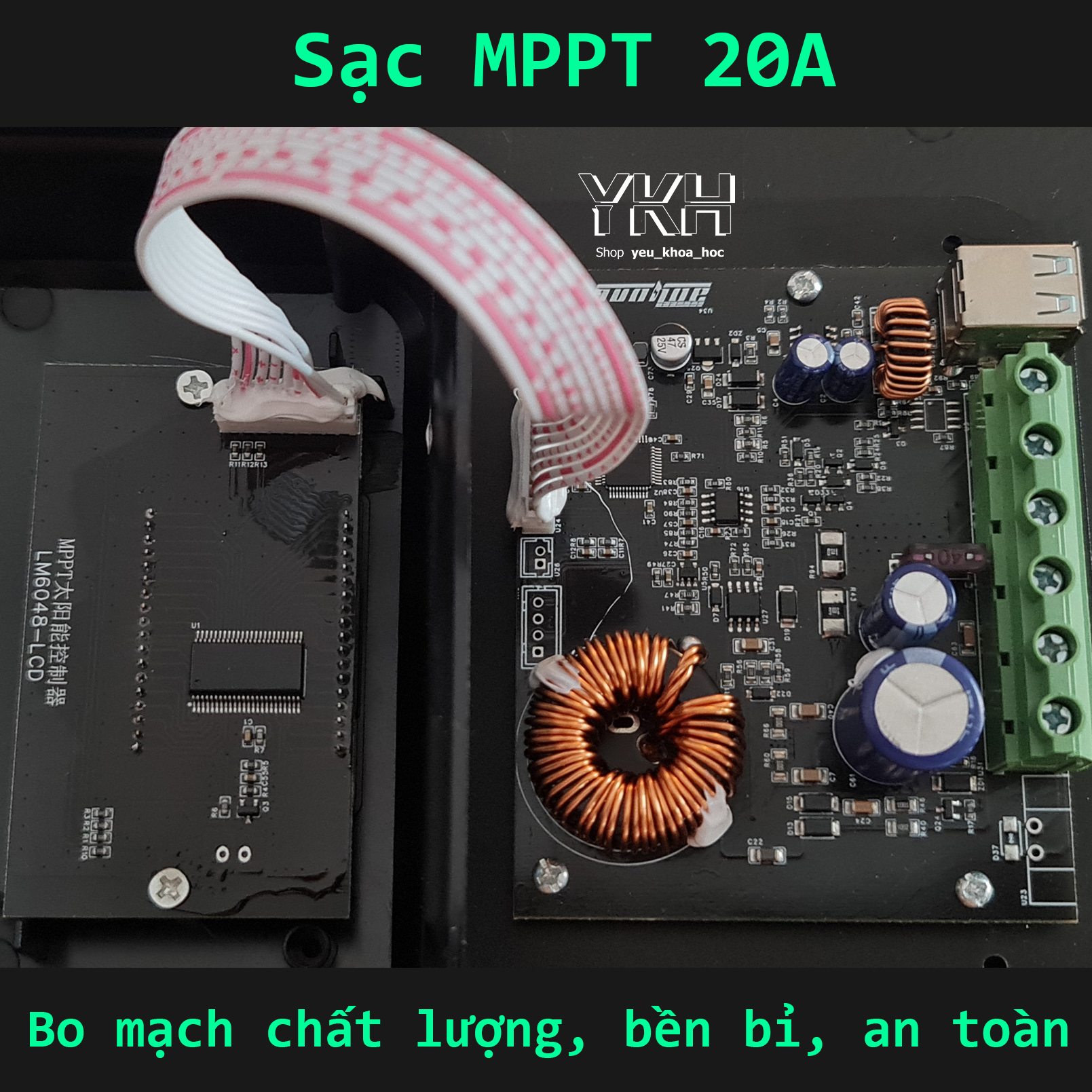 Sạc NLMT MPPT 20A , tự nhận bình 12V 24V