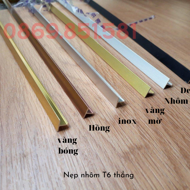 Nẹp nhôm T6,nẹp sàn gỗ, nẹp PVC, nẹp chữ T nhôm trang Trí,thanh dài 2m5,hàng xịn dày 1li, dễ thi công