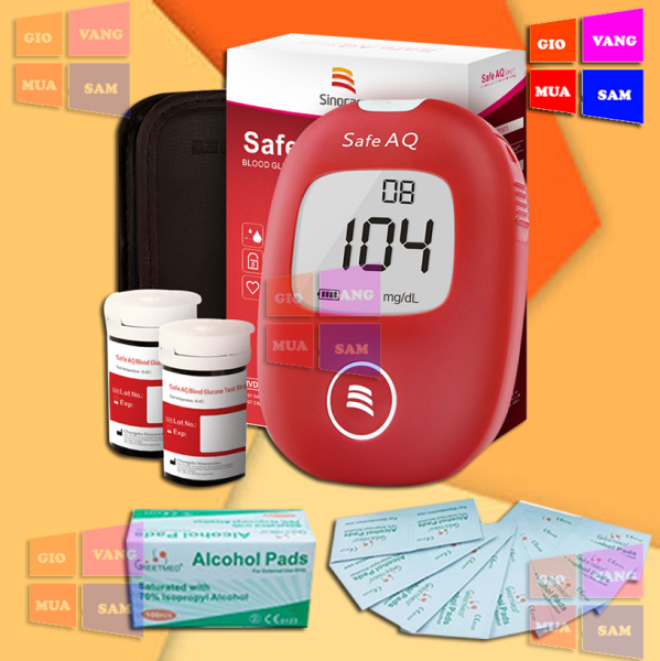 Nơi bán Bộ máy đo đường huyết Sinocare Safe AQ tặng 1 hộp 15 que thử đường huyết và hộp 15 kim chích máu + 25 miếng bông tẩm cồn