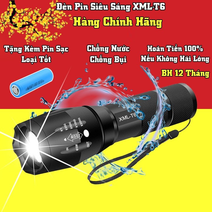Đèn pin siêu sáng chiếu xa 1000m - đèn pin chiếu xa cao cấp - đèn pin siêu sáng hàng đầu vn xml-t6