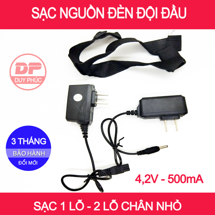 NGUỒN SẠC 4.2V -- 500mA DÂY ĐEO CHO ĐÈN ĐỘI ĐẦU