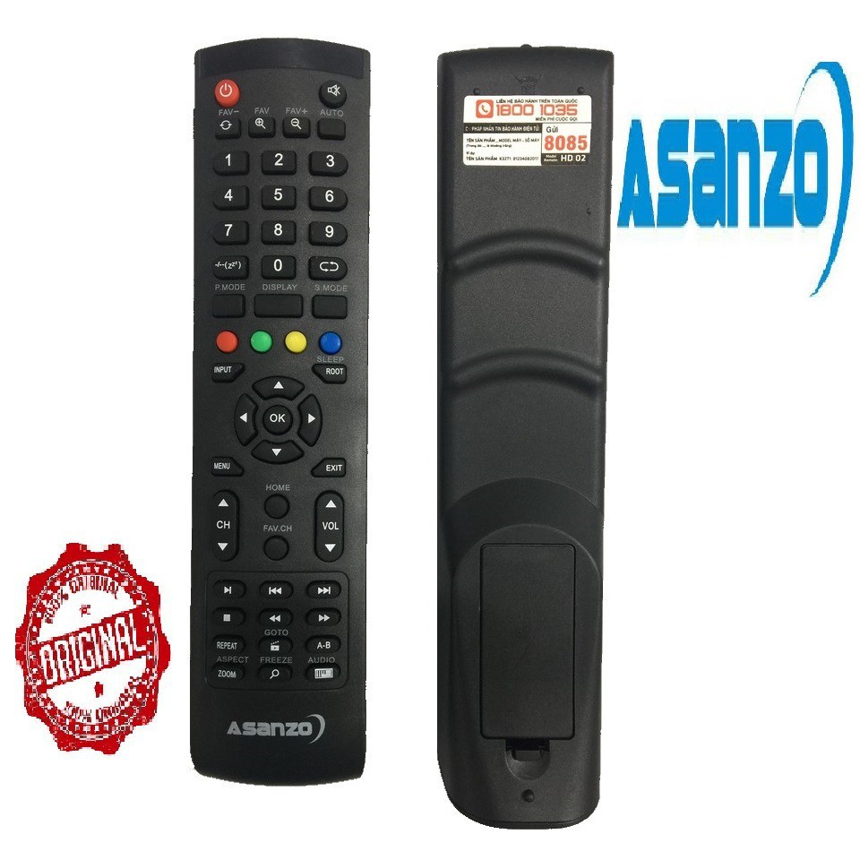 Remote điều khiển tv asanzo mẫu đẹp hd02